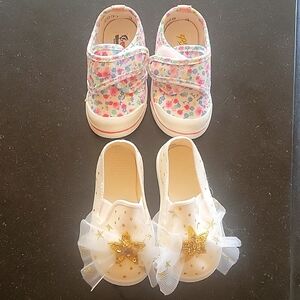 Two Pairs of Baby Girl  Slip On Shoes. Sz 3